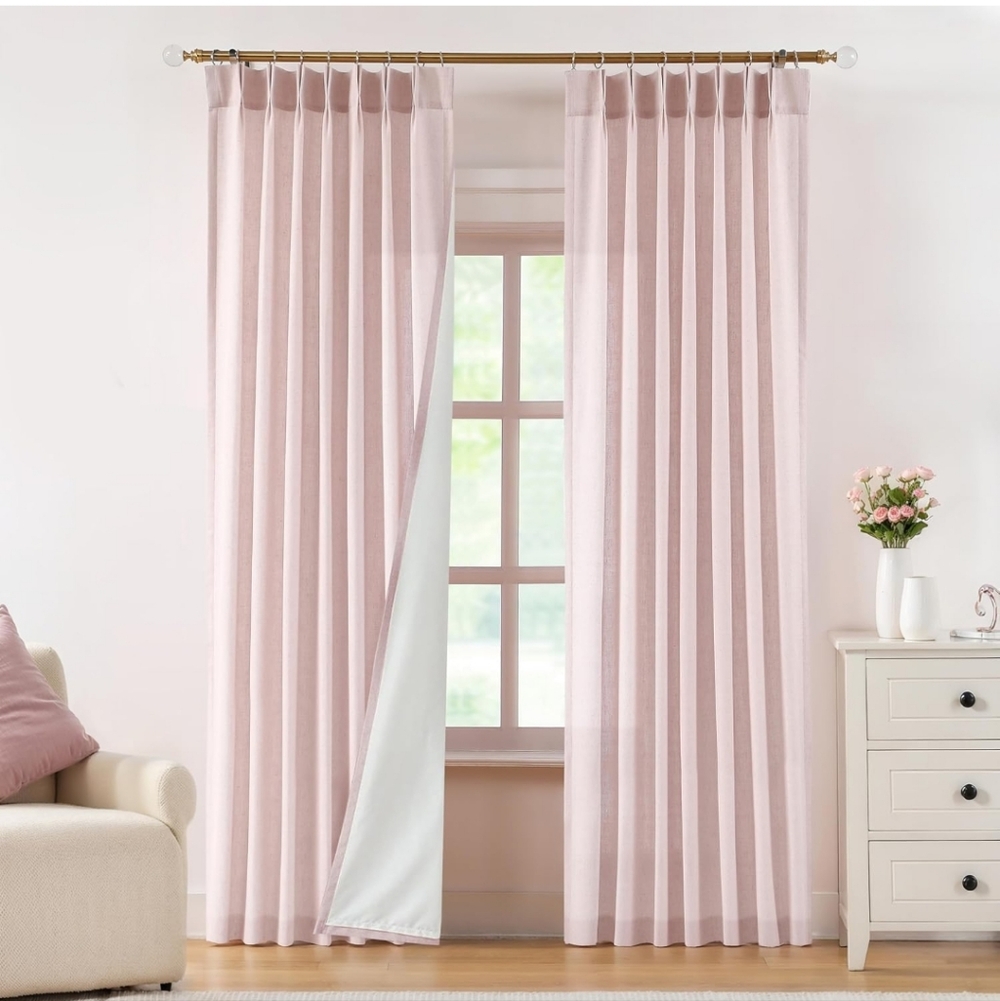 Central Park Pink Pinch Pleat Light Filtering Curtain Panels 40x95" Blackout New